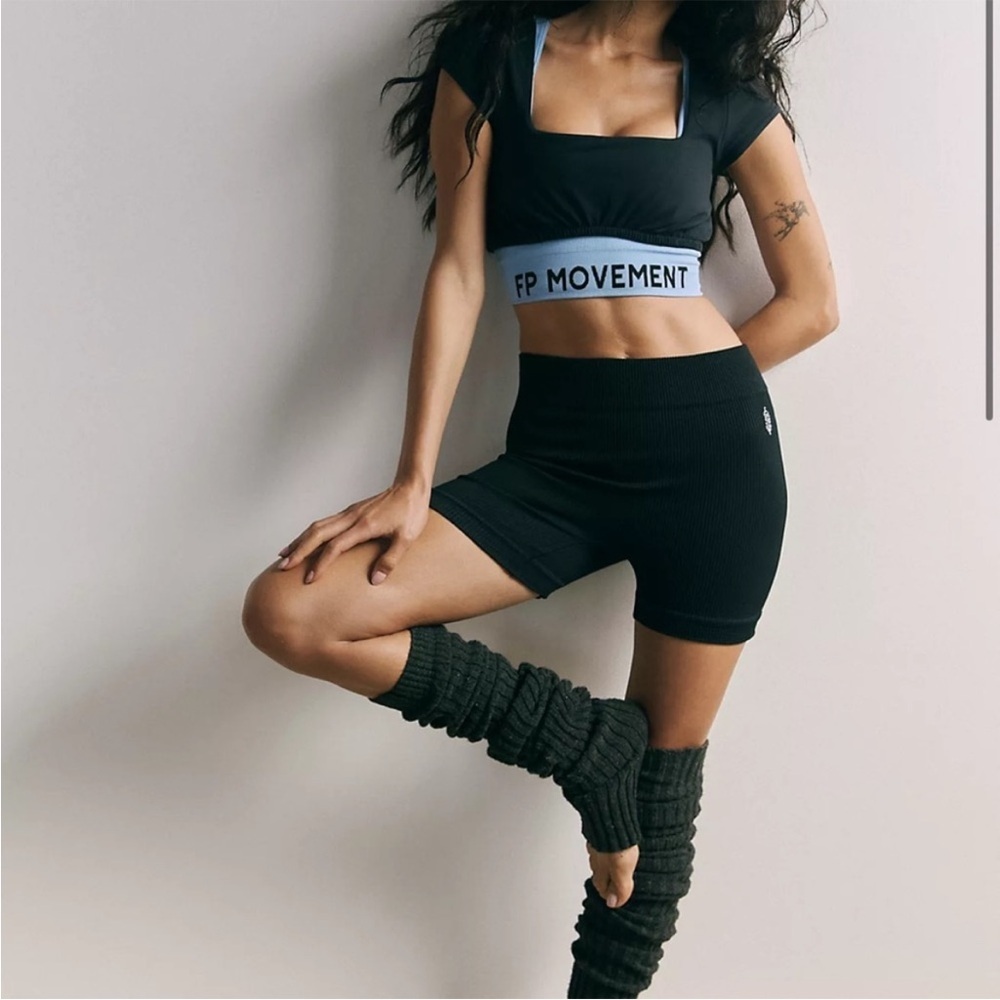 NWOT FP Movement Happiness Runs Prajna Black Ribbed Shorts Size XS/S NWOT